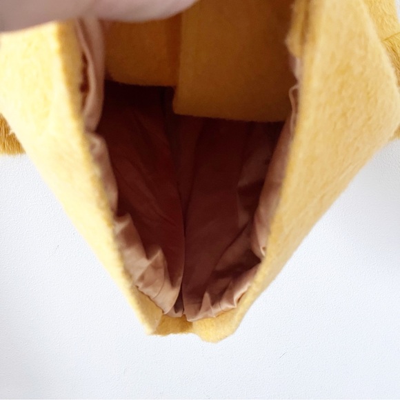 Kate Spade Fluffy Wool Faux Fur Trim Yellow Coat - Picture 7 of 10